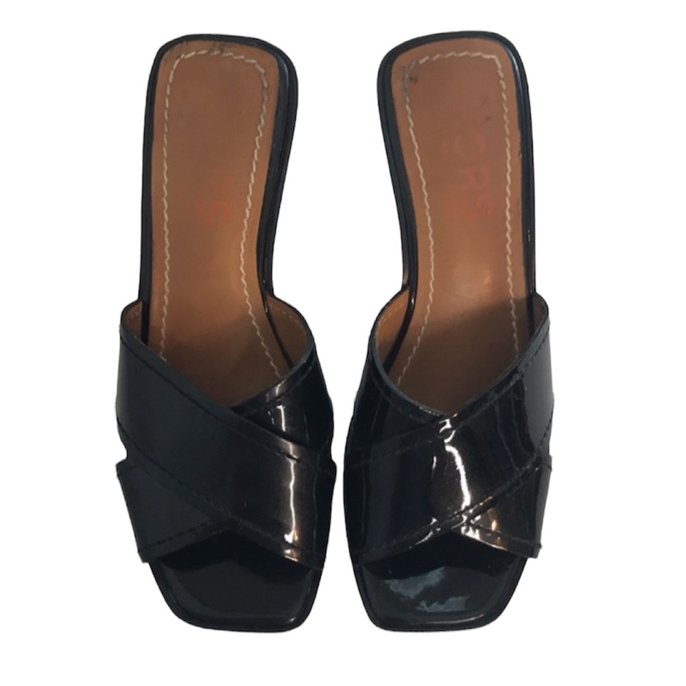 KORS Michael Kors Black Patent Platform Mule Sandals - Picture 5 of 12
